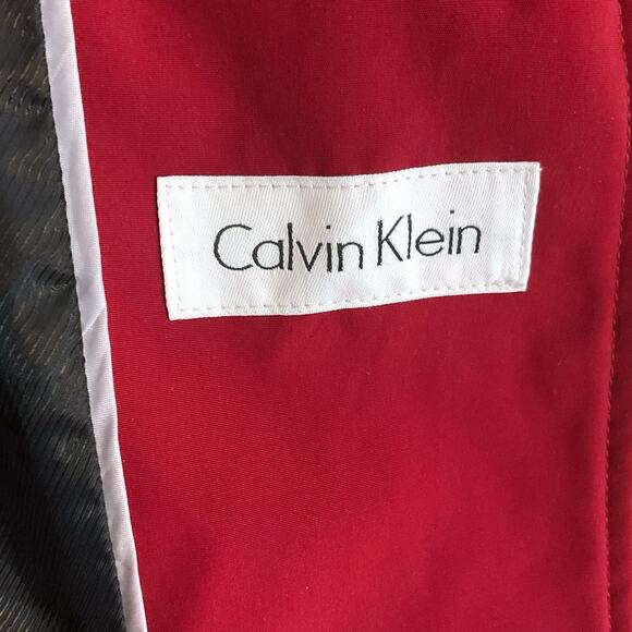 Calvin Klein Women's Crimson Red Button Front Trench Coat Jacket Classic SZ 16 - Picture 2 of 12